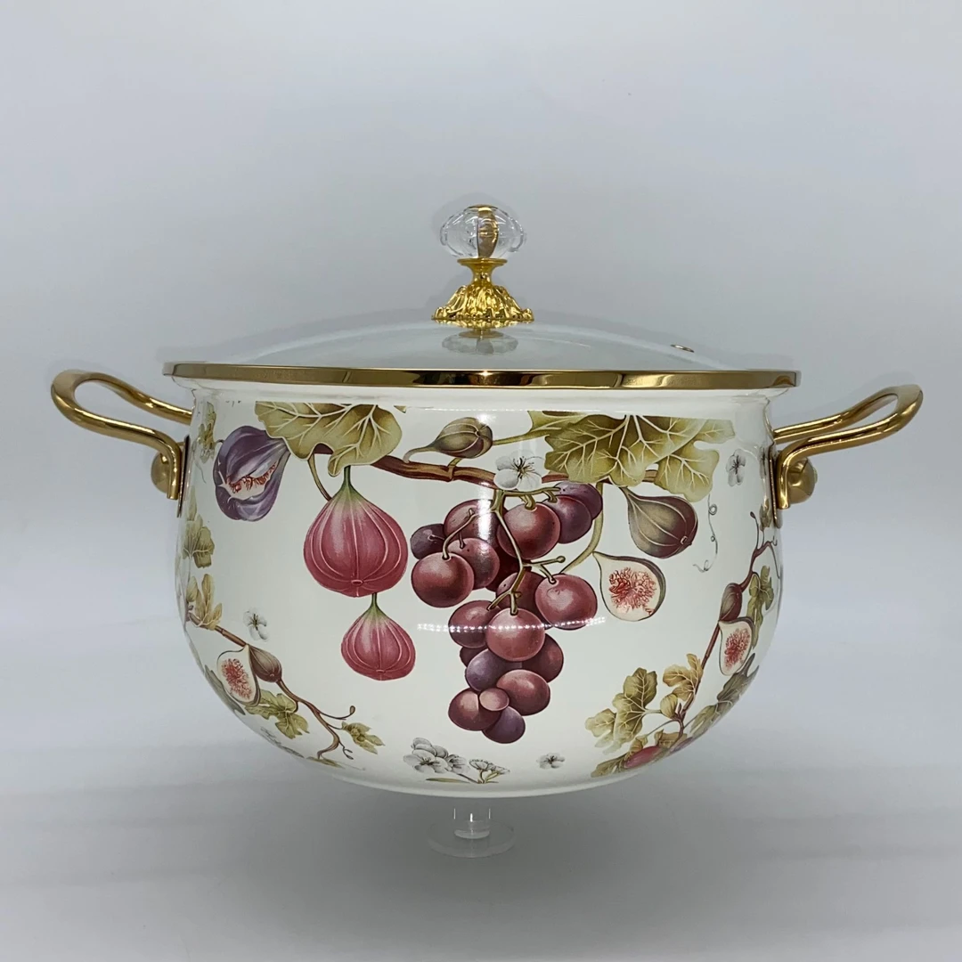 （20cm紫气东来）外贸出口加厚珐琅搪瓷汤锅明火 电磁炉 电陶炉通用