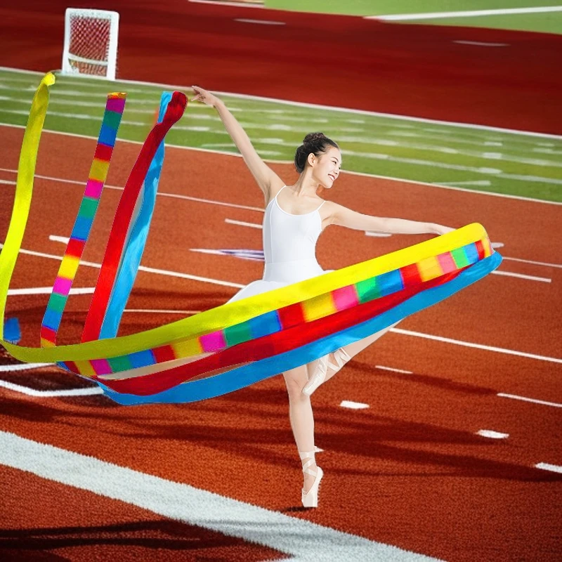 广场舞体操彩带户外运动健身玻璃纤维螺纹杆成人优质老人多色