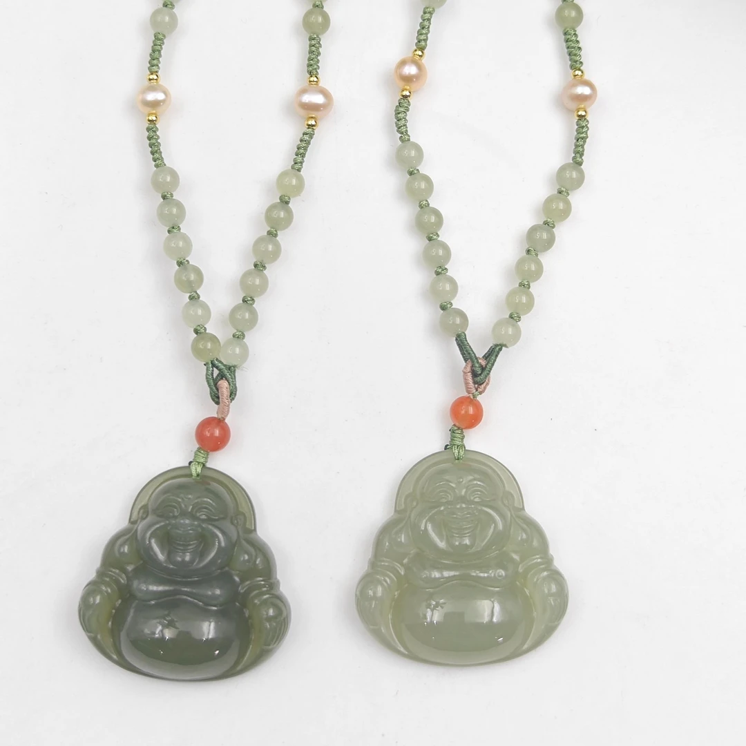 和田玉弥勒佛公大肚能容天下事吊坠（卡35）多样性发货一个