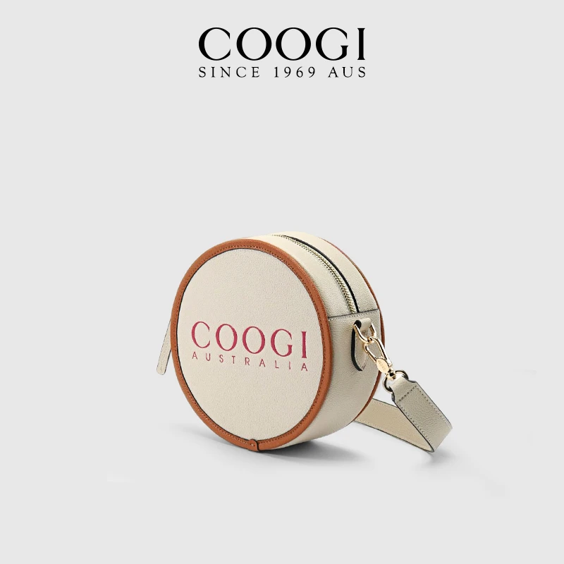 COOGI时尚单肩拼色圆饼包肩包小圆包苹果包轻奢小众圆形百搭撞色