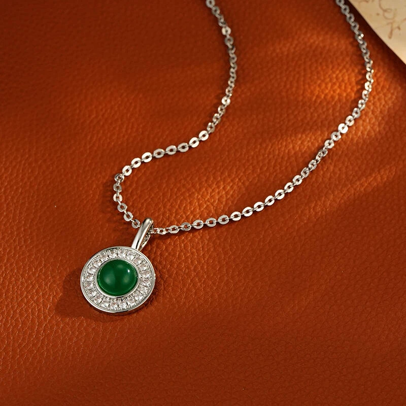 铜合金项链 39【海洋之心】绿色水滴吊坠简约百搭轻奢气质时尚项链