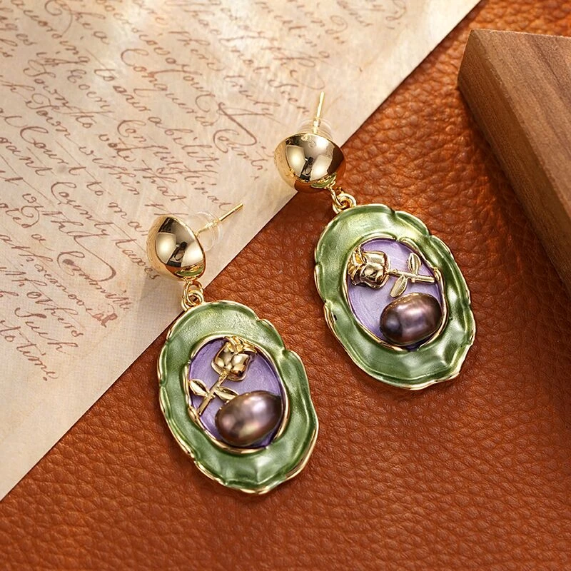 铜合金珐琅耳饰 5907【梦游仙境】时尚珐琅彩小众个性高级耳环耳坠