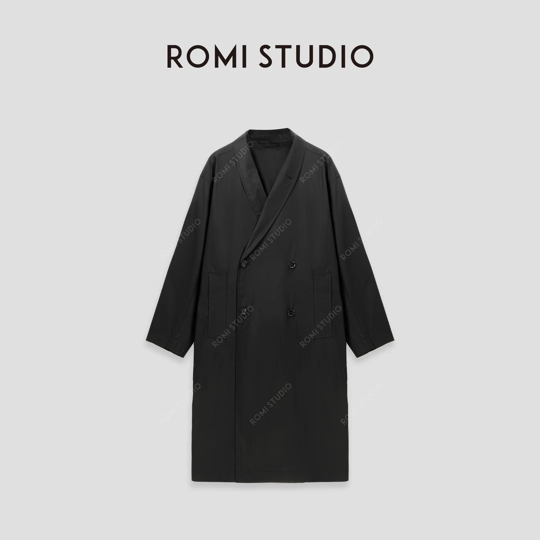 ROMI STUDIO“意式美学” %棉挺括宽松百搭风衣外套 24SSW089