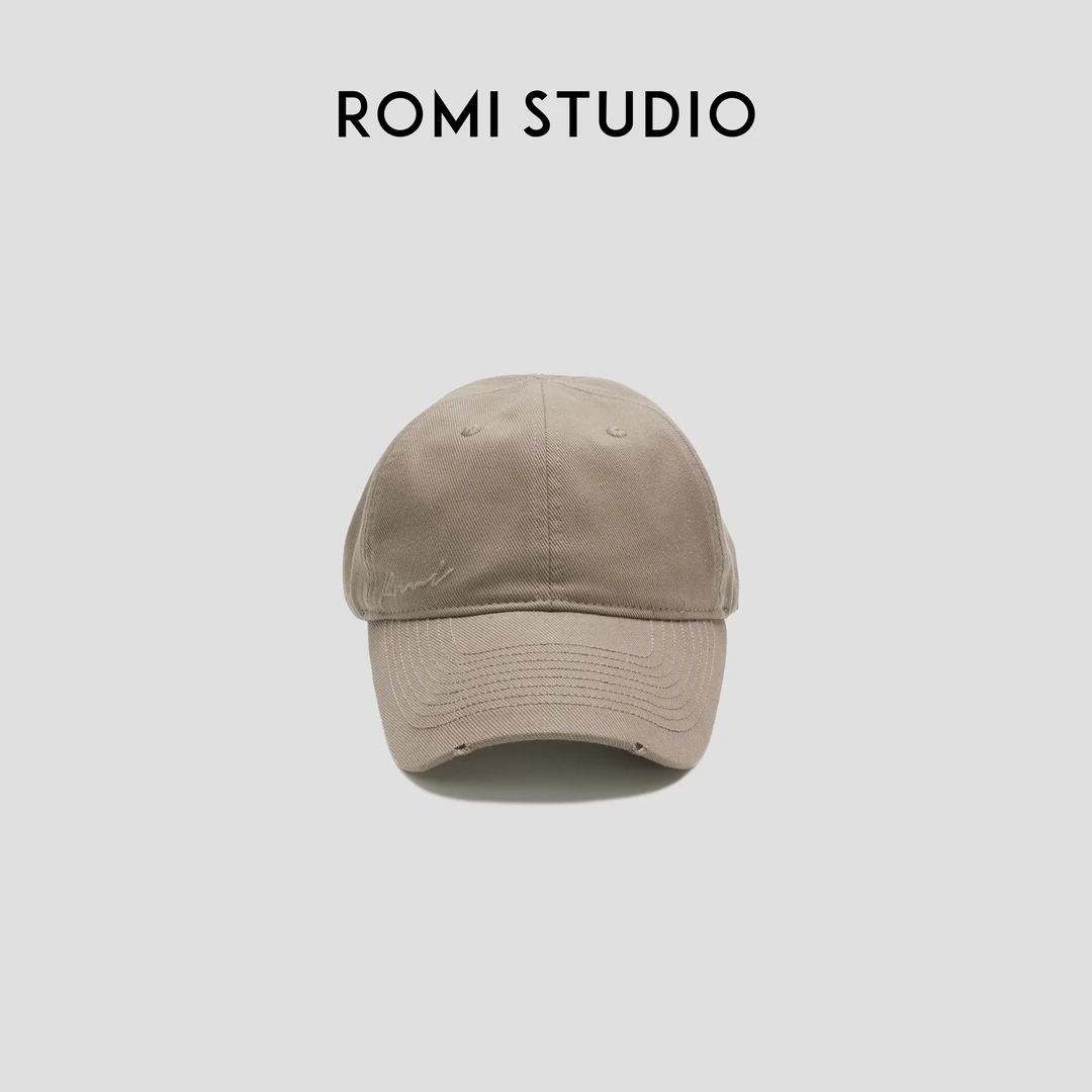 ROMI STUDIO“复古简约”棉刺绣软顶遮阳纯色棒球帽23AWS082