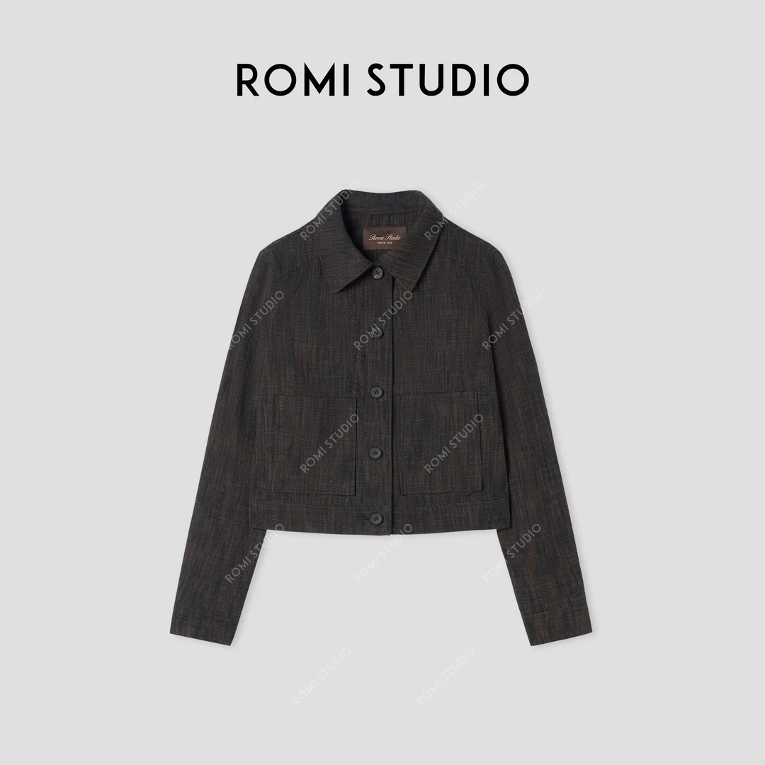ROMI STUDIO “第五大道” 羊毛混纺花纱肌理感短夹克外套431W1072