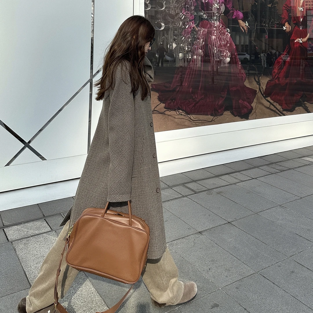 ROMI STUDIO“quiet luxury” 腔调穿搭羊毛千鸟格毛呢大衣23AWW696