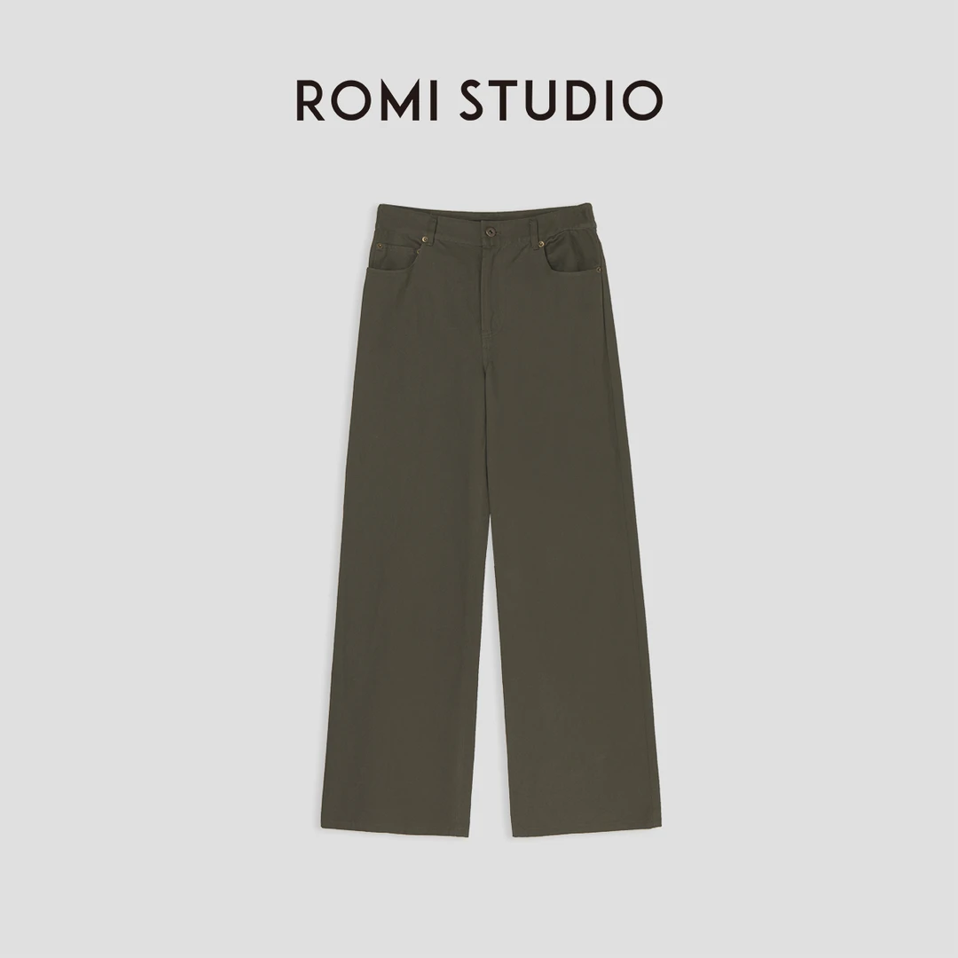 ROMI STUDIO"休闲复古”高腰舒适简约直筒宽松显瘦工装牛仔裤K3397