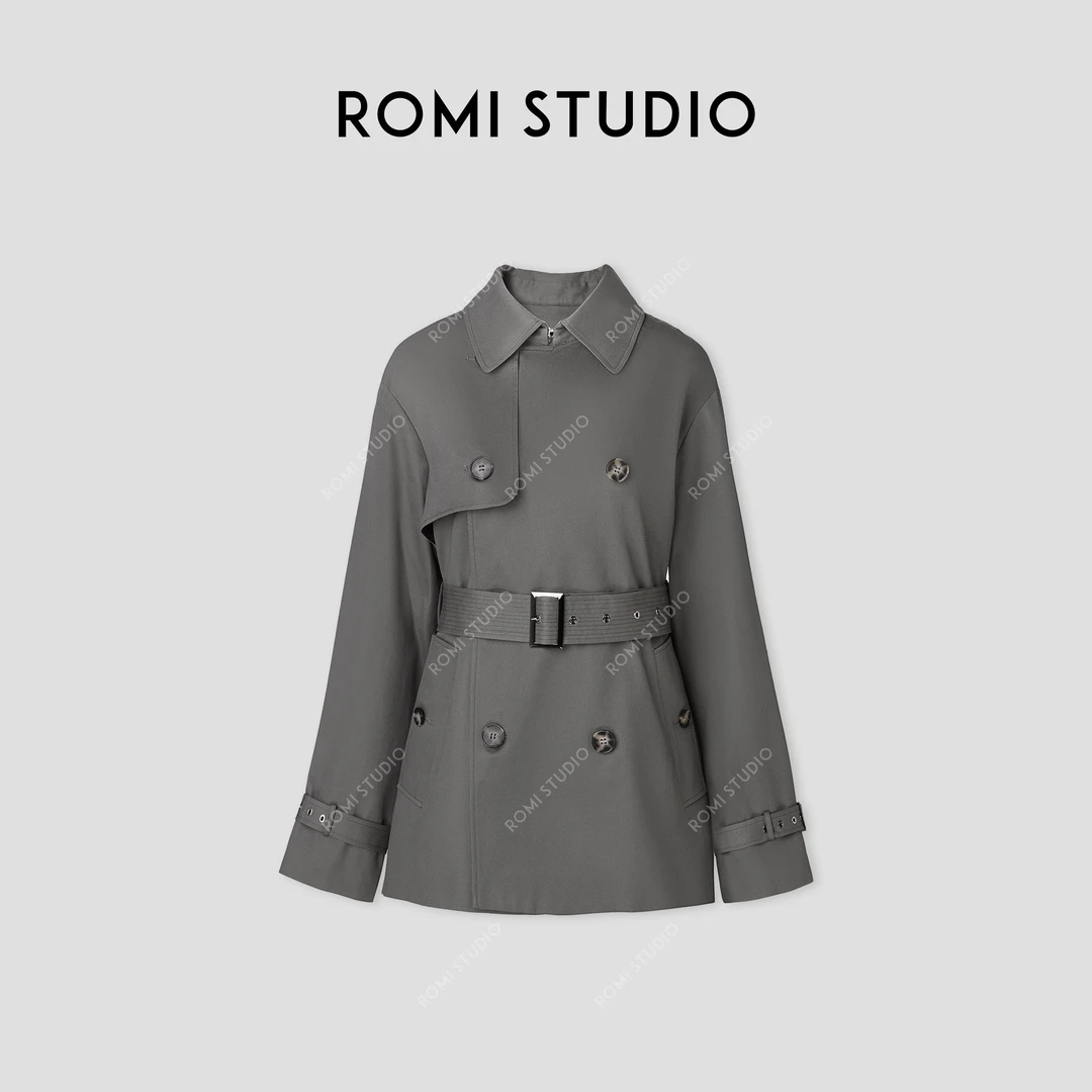 ROMI STUDIO“温柔有度”新疆长绒棉腰带长款风衣外套 431WS256