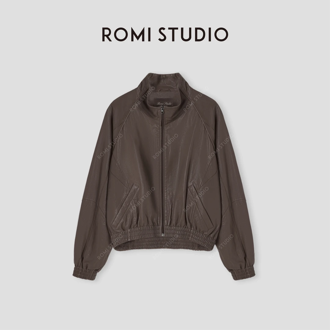 ROMI STUDIO“棕标甄选”全植鞣超薄羊皮哑光雾面立领皮衣 24AWW041