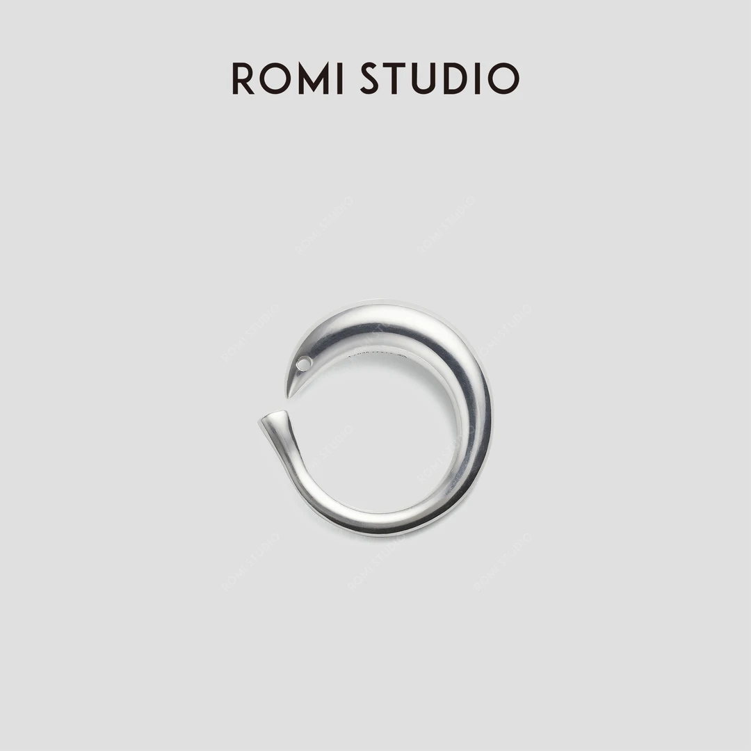 ROMI STUDIO 铜合金戒指 小众简约沙丁鱼开口双色戒指 23AWS104