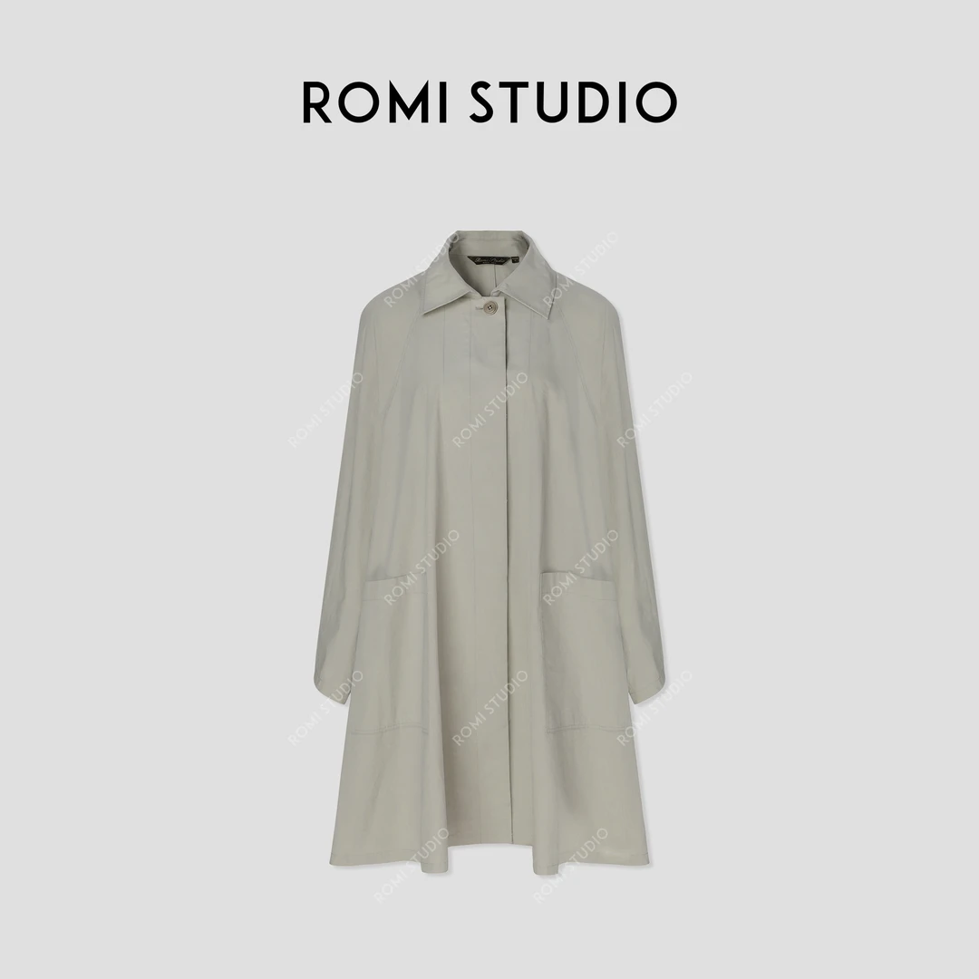 ROMI STUDIO“张弛有度”轻量化高密棉肌理感风衣外套 431W5016