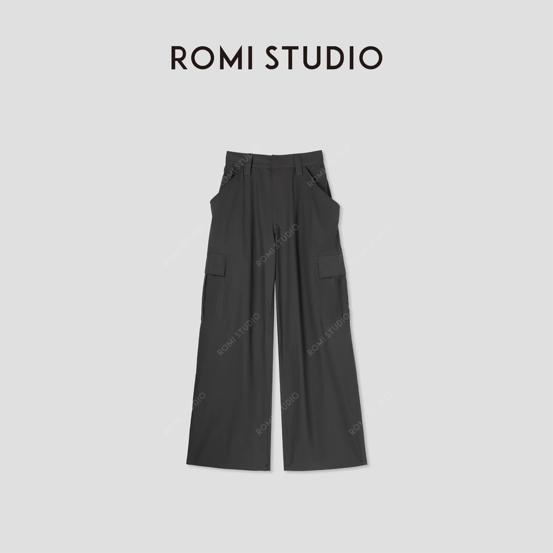 ROMI STUDIO“率性洒脱”轻薄透气机能风高腰直筒工装裤K3493