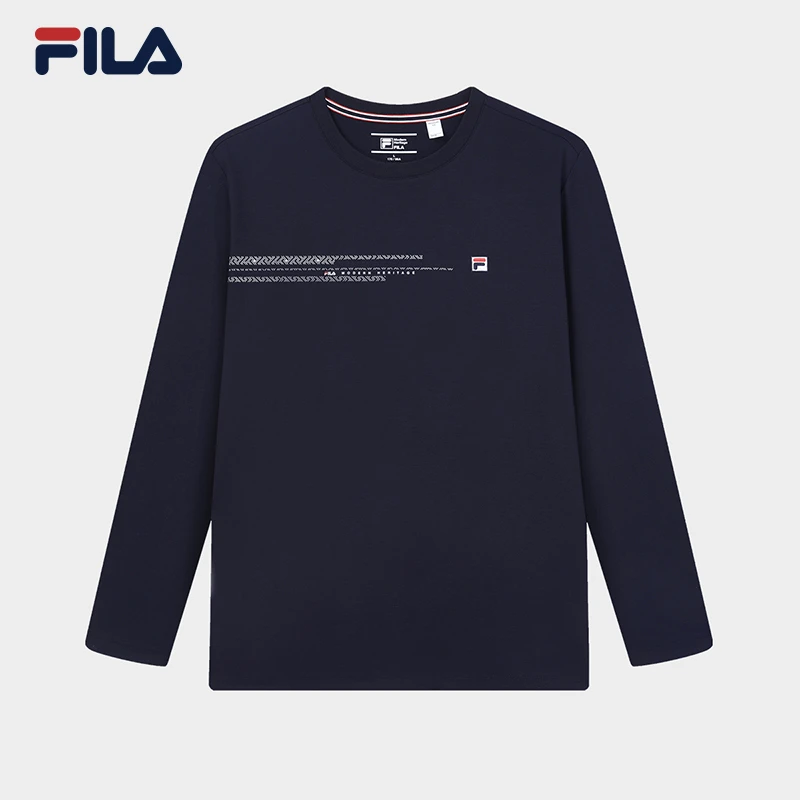 FILA斐乐男装【柔软舒适】秋季商务百搭休闲圆领长袖F11M331201F
