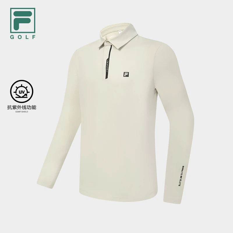 【FILA】斐乐男装秋季高尔夫商务休闲锦氨长袖POLO衫A11M335203F