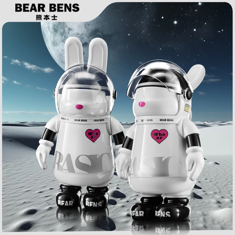 士月球兔保温杯高颜值简约大容量吸管杯可爱学生潮玩情侣保温杯