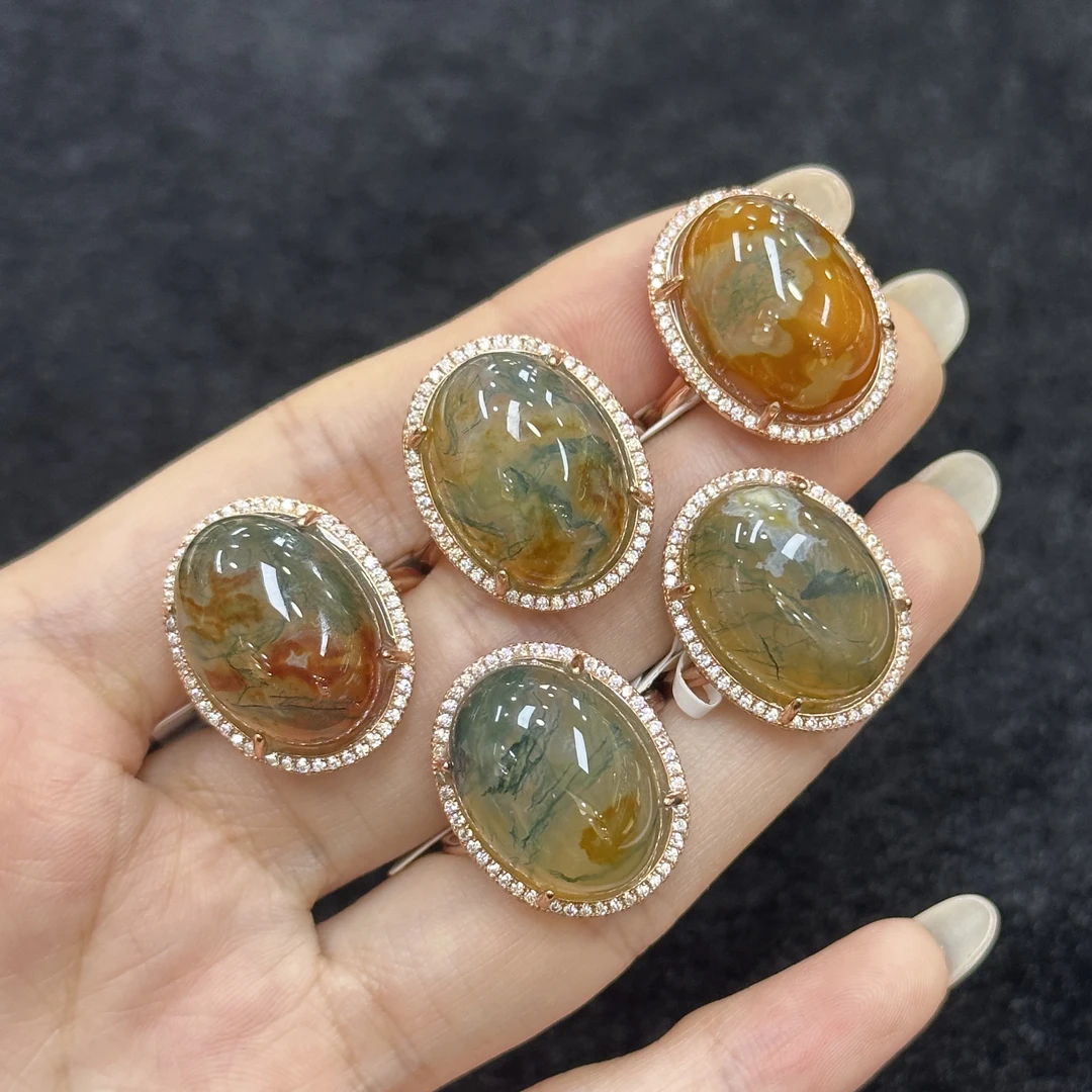 S925银水草玛瑙戒指约15*20*多样性发1