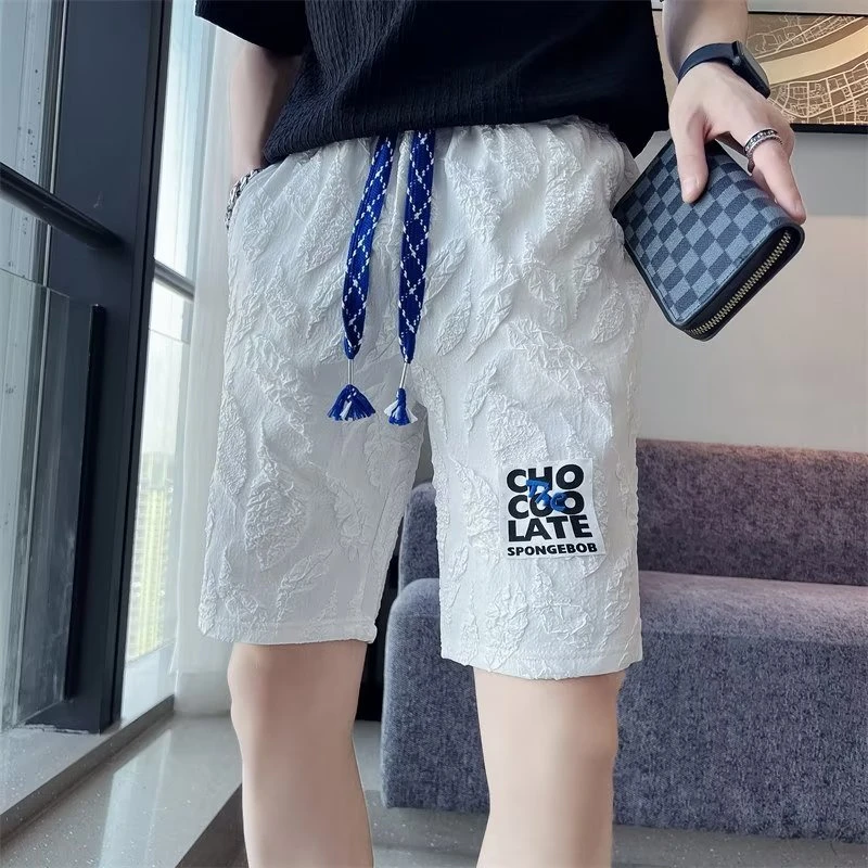 印花短裤男夏季休闲裤时尚五分透气修身直筒高级高档潮牌轻奢男裤