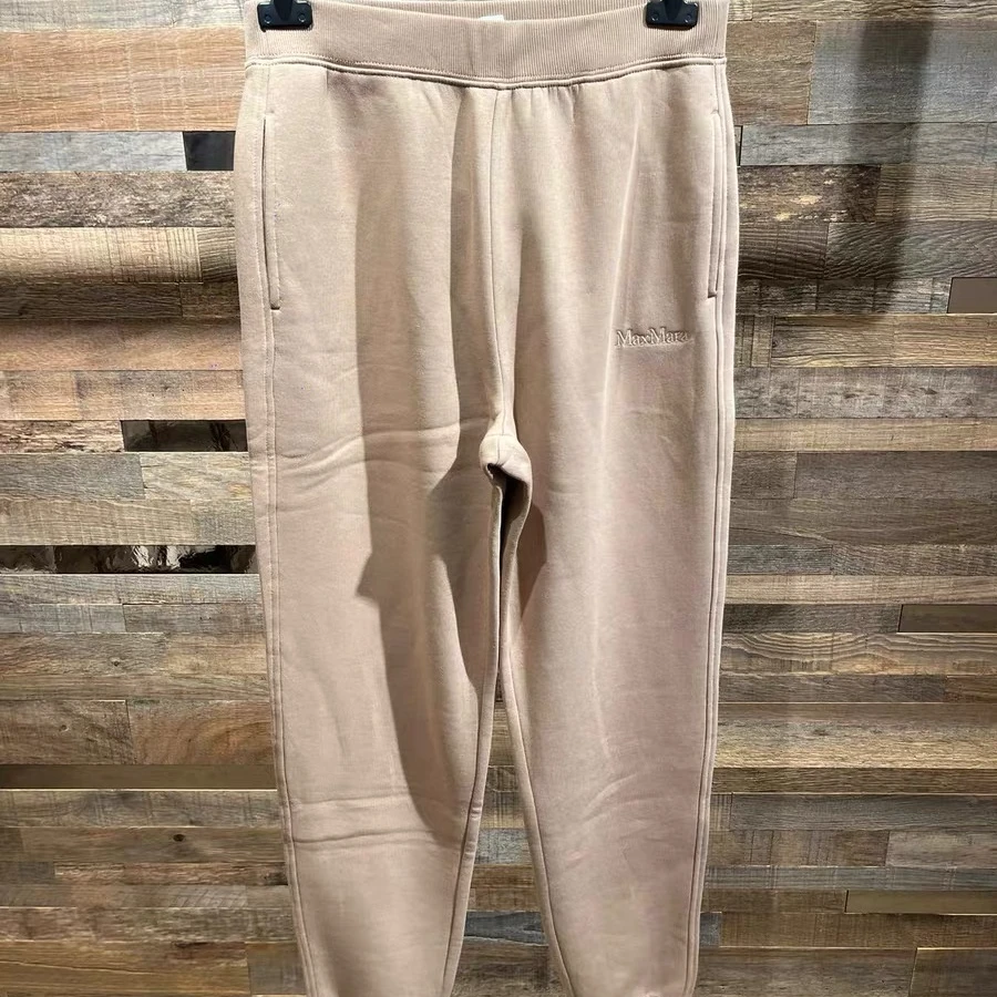 未使用 MaxMara Max Mara 驼色里衬薄绒字母运动裤