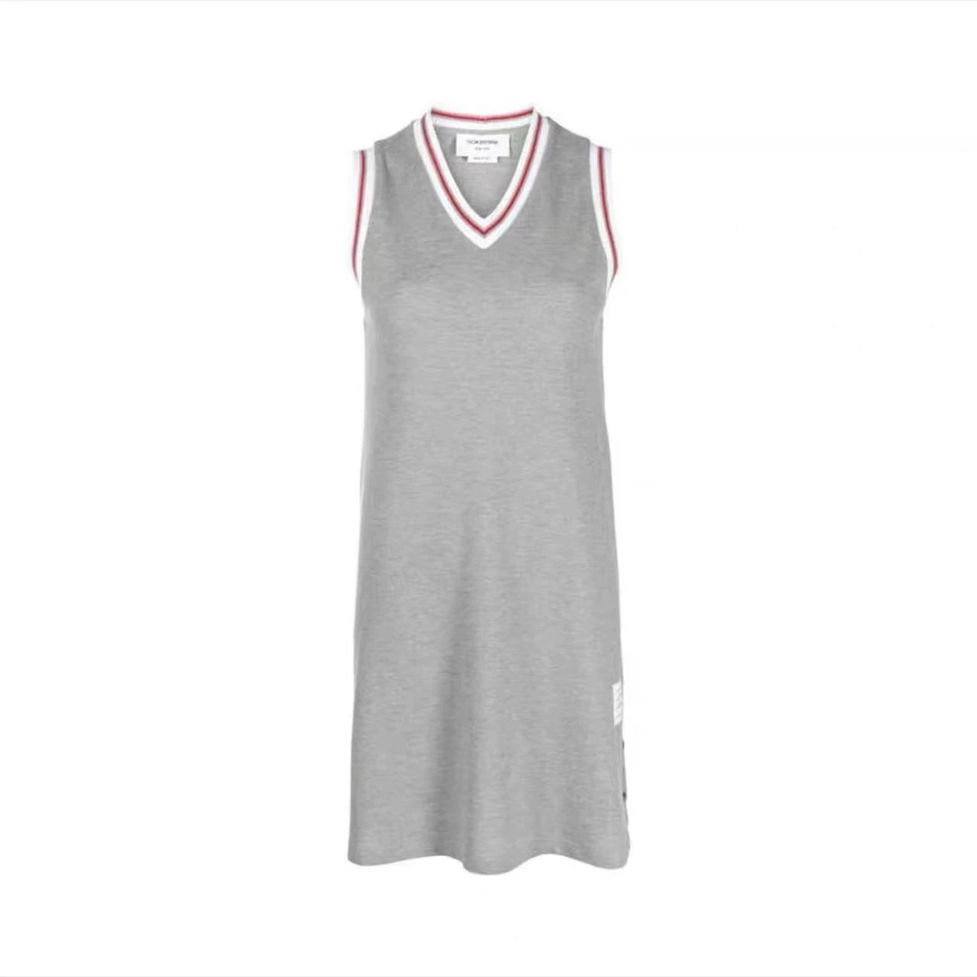 Thom Browne 灰色无袖v领连衣裙