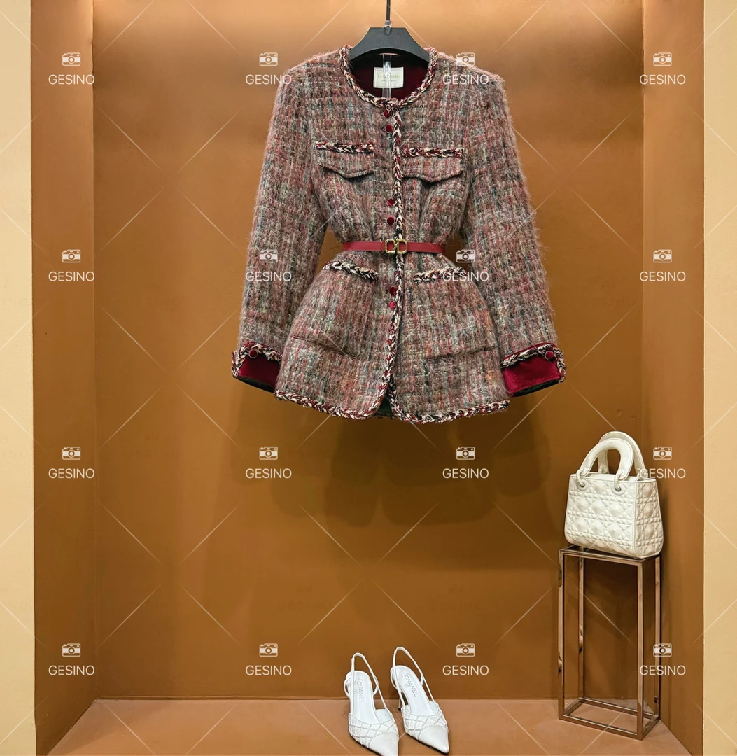 【关关】秋冬气质小香风时尚设计师中长款轻奢羽绒服外套QD-2024958