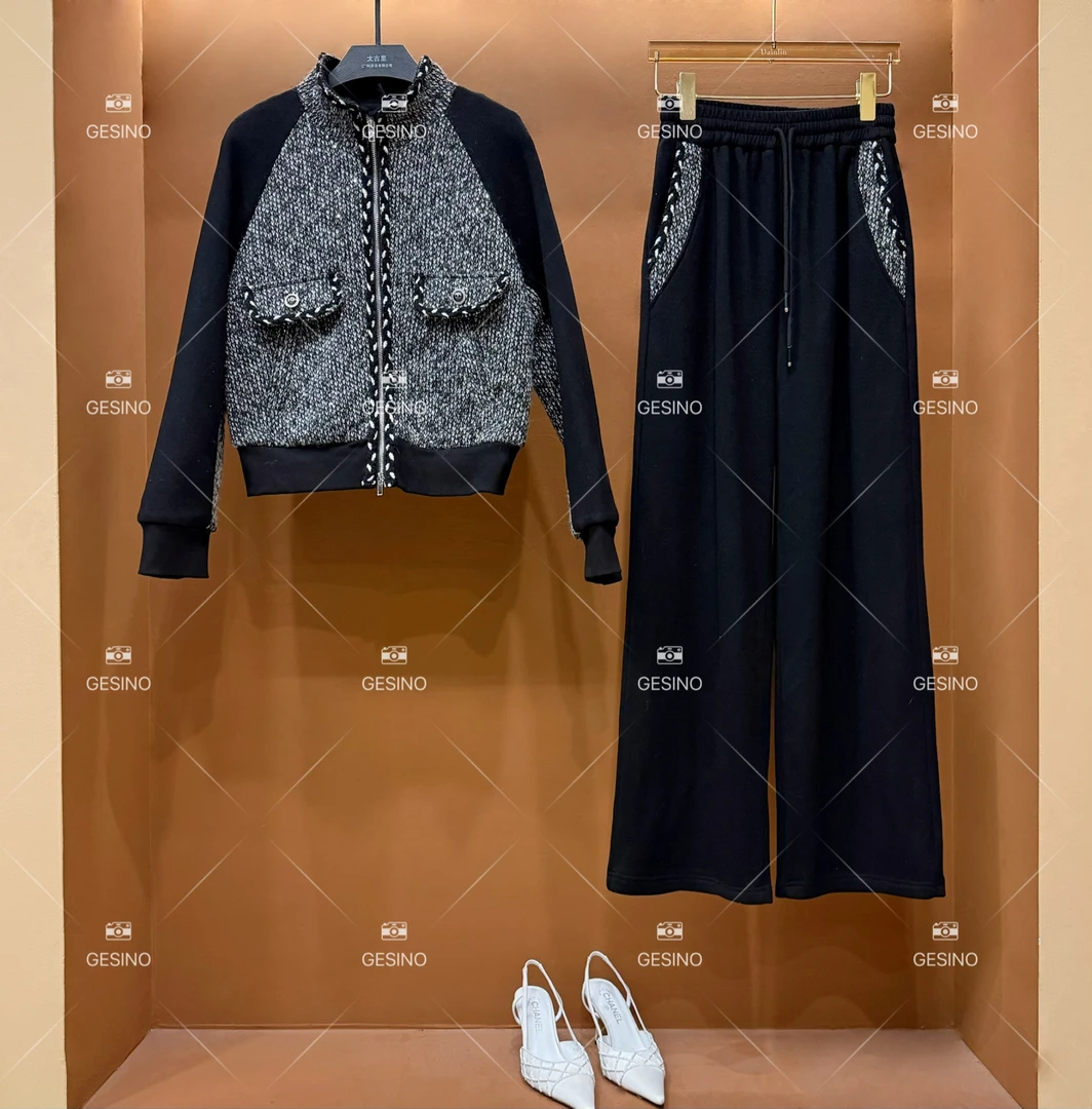 【露】秋冬气质时尚设计师中长款大衣牛仔运动轻奢QD-2025057