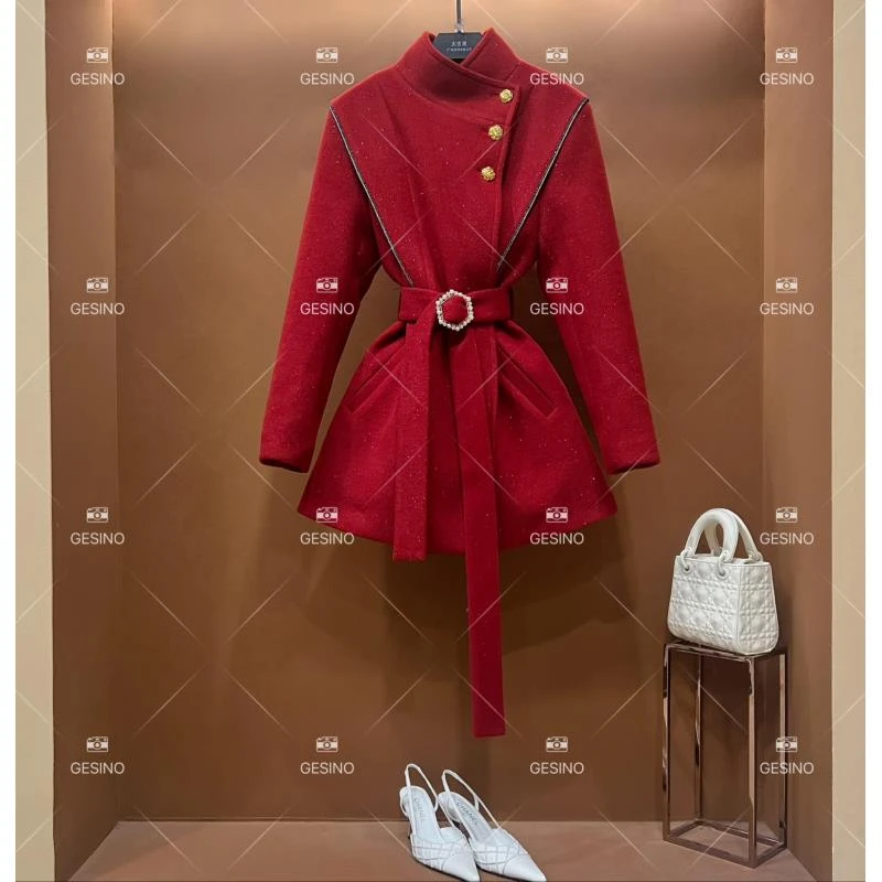 【悠】秋冬气质小香风时尚设计师中长款外套 QD-2025167