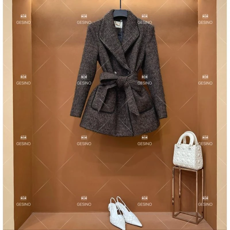 【秀】秋冬气质小香风法式时尚百搭翻领外套QD-2024835