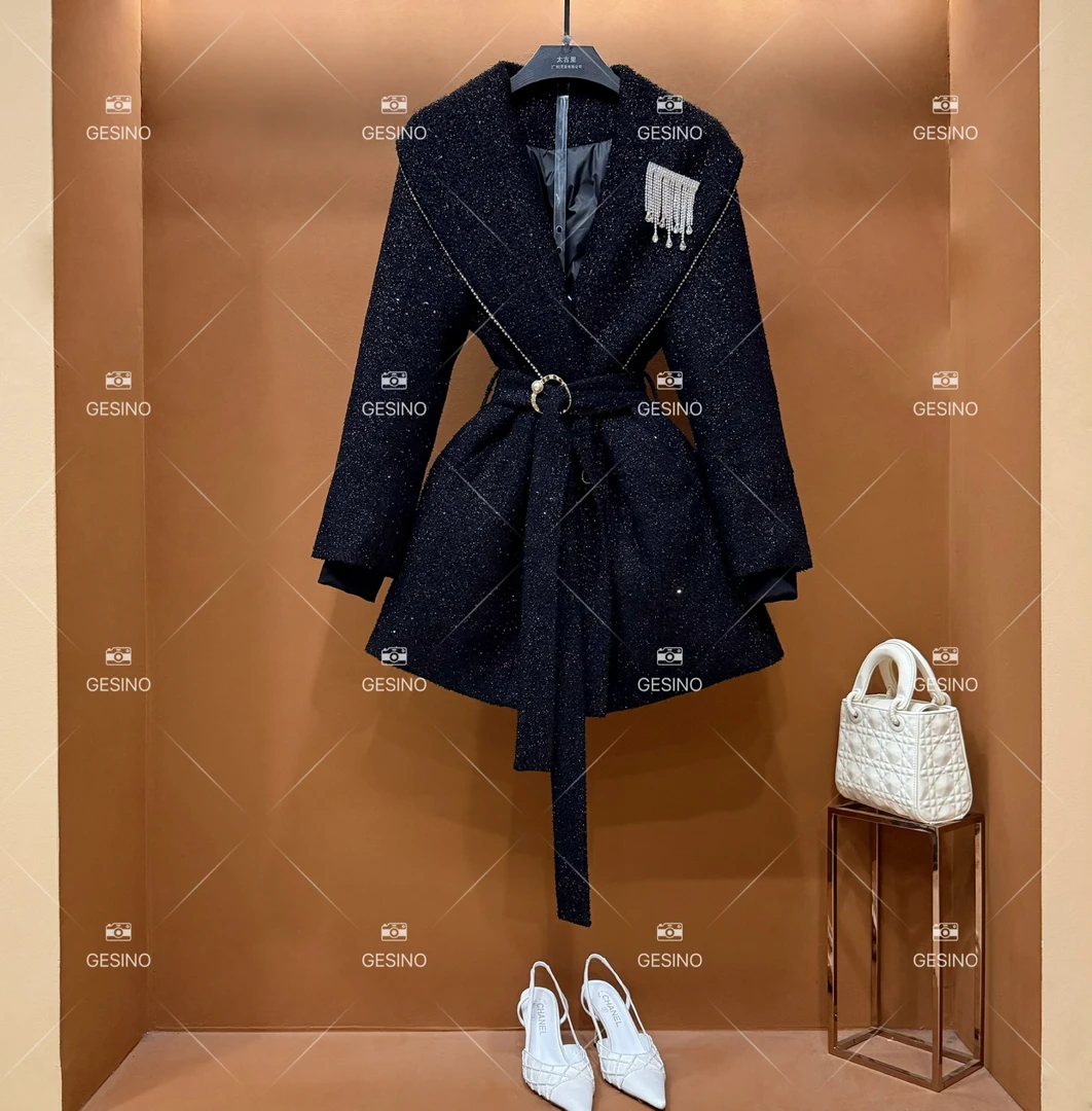 【小悠】秋冬气质小香风时尚设计师中长款外套 QD-2025082