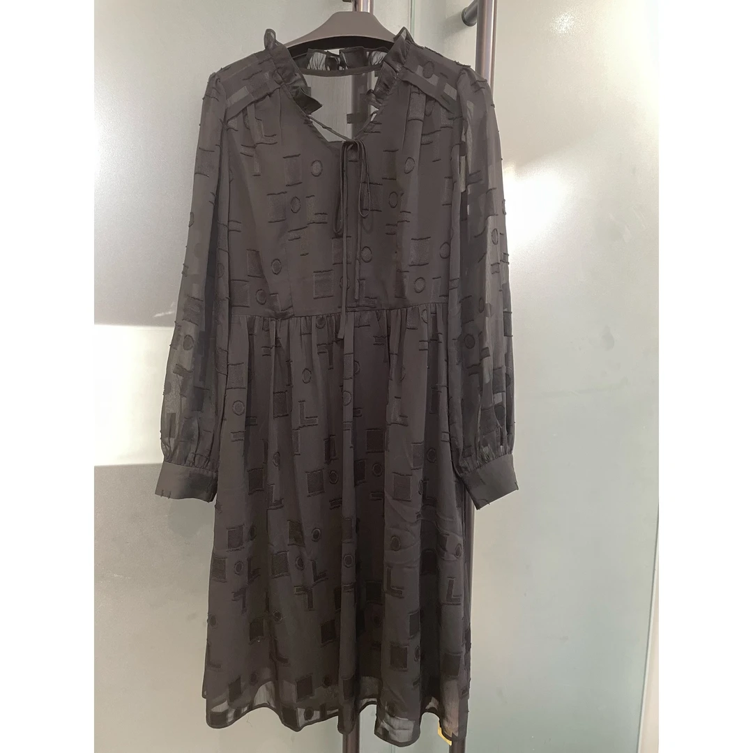 HIUOYA【秋款特惠】复古不规则中长裙百搭连衣裙23371656