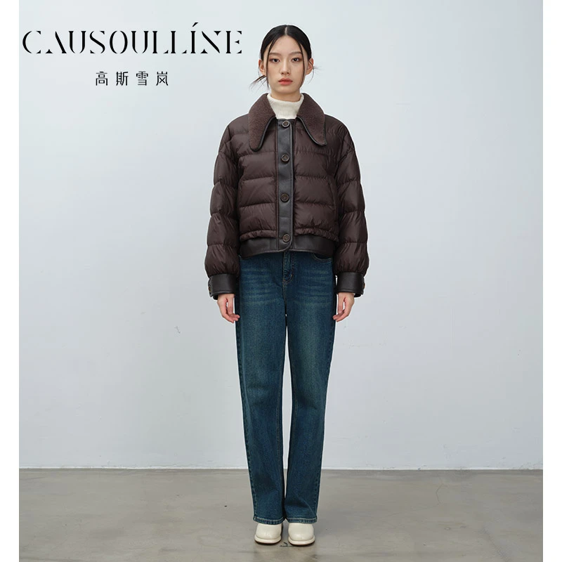 高斯雪岚【冬季上新】气质短款修身羽绒服女纯色24419628