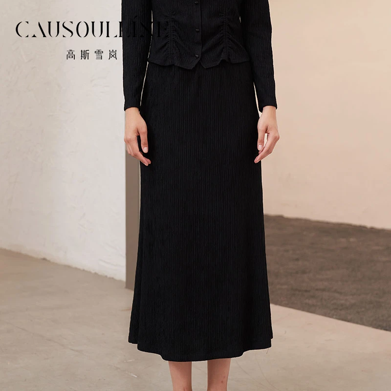 高斯雪岚【秋装上新】显瘦半裙气质女装半身裙小黑裙子24318175