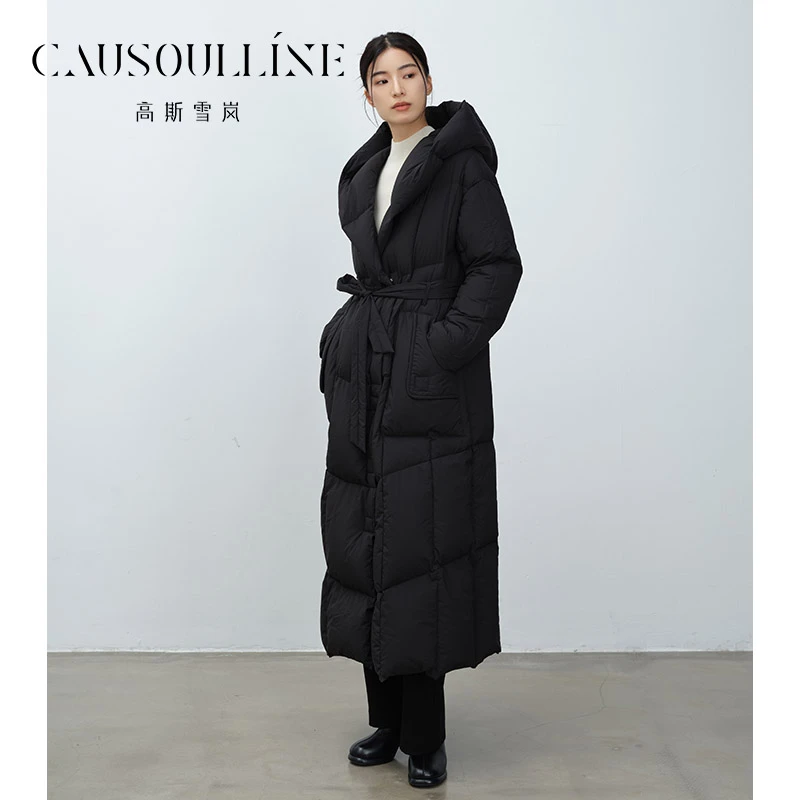 高斯雪岚【双十一】白鹅绒气质中长款修身羽绒服女纯色24412568