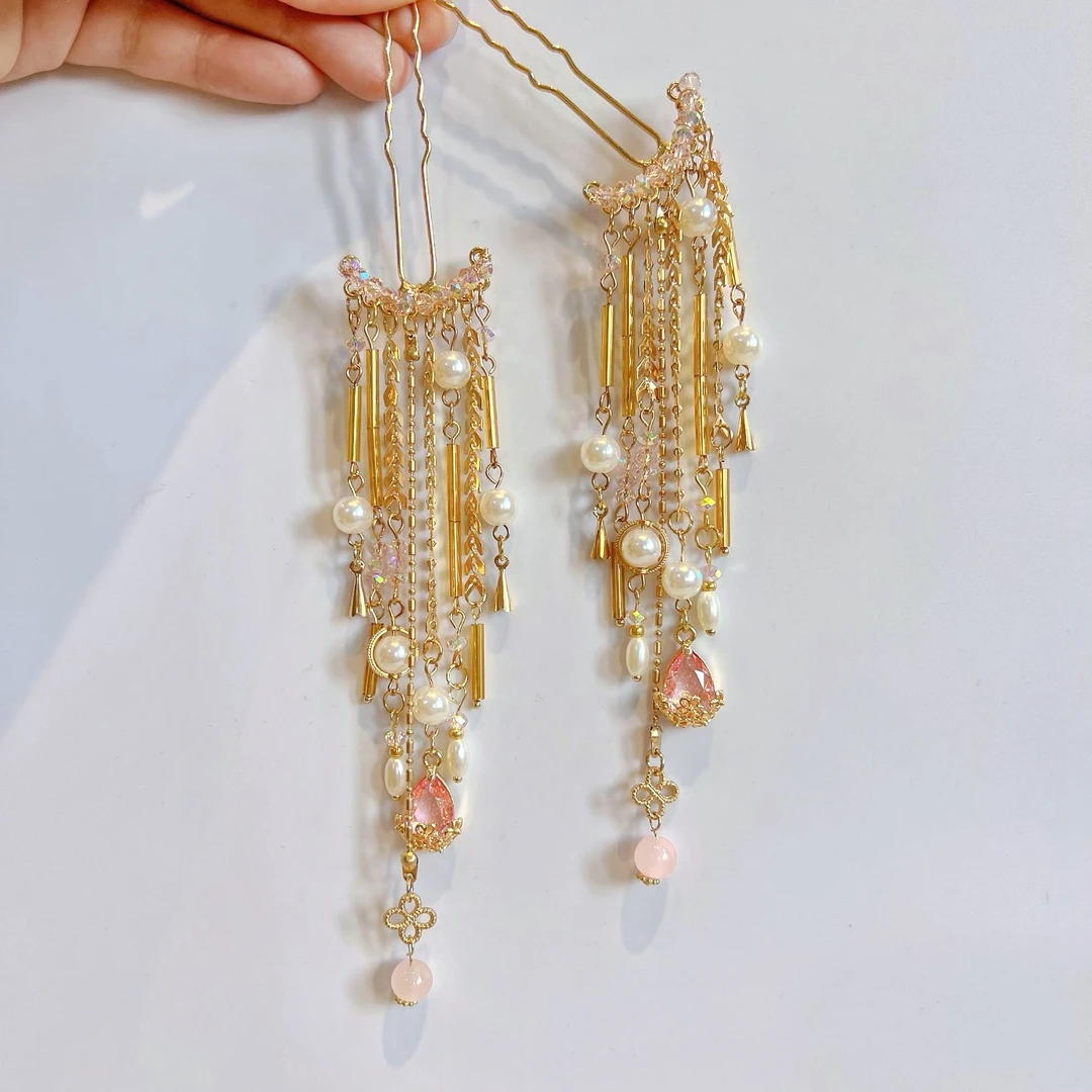 古风发饰流苏发簪珍珠步摇汉服头饰盘发发钗百搭超仙明制发簪子