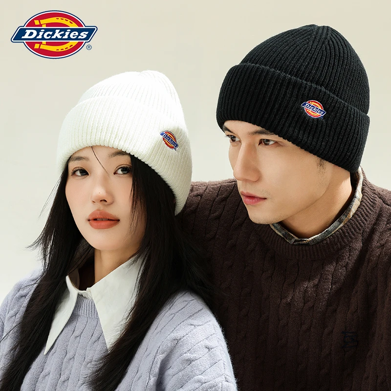 Dickies加厚帽子男女针织帽子翻边秋冬保暖冷帽大头围护耳毛线帽