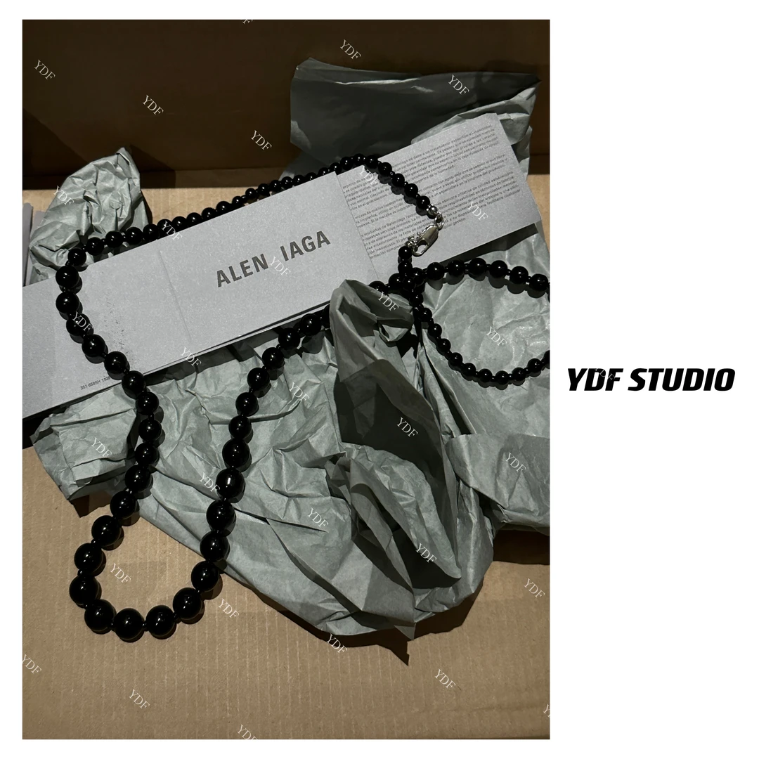 非金属铅玻璃吊坠 YDFSTUDIO（流光一瞬）高级感颈链黑色串珠项链
