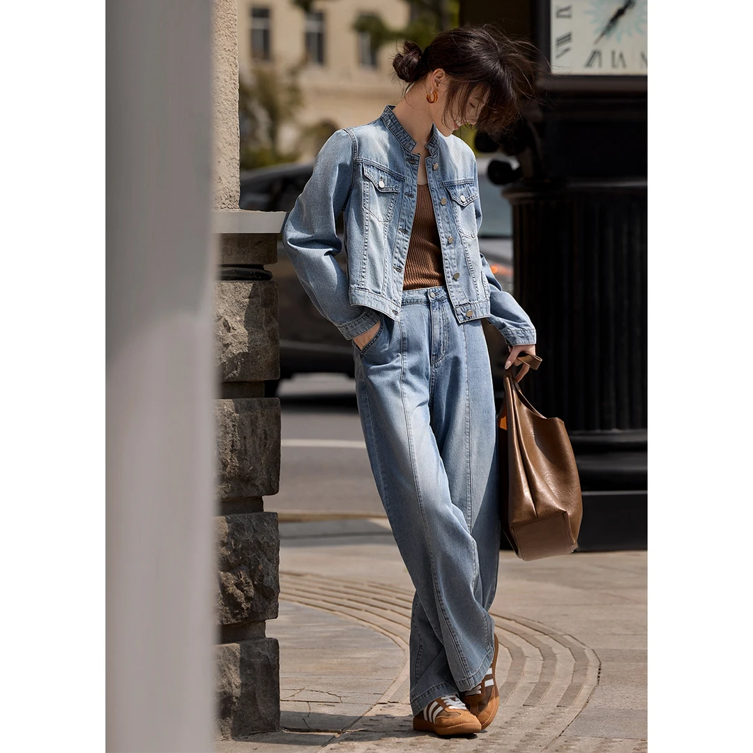 XWI/欣未国风通勤休闲感洗水牛仔套装2025春季新款女气质套装女