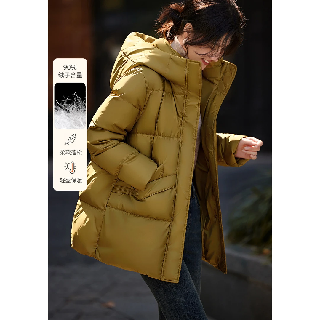 【雪儿专属】2023冬季新款时尚简约连帽羽绒服休闲加厚防风面包服女