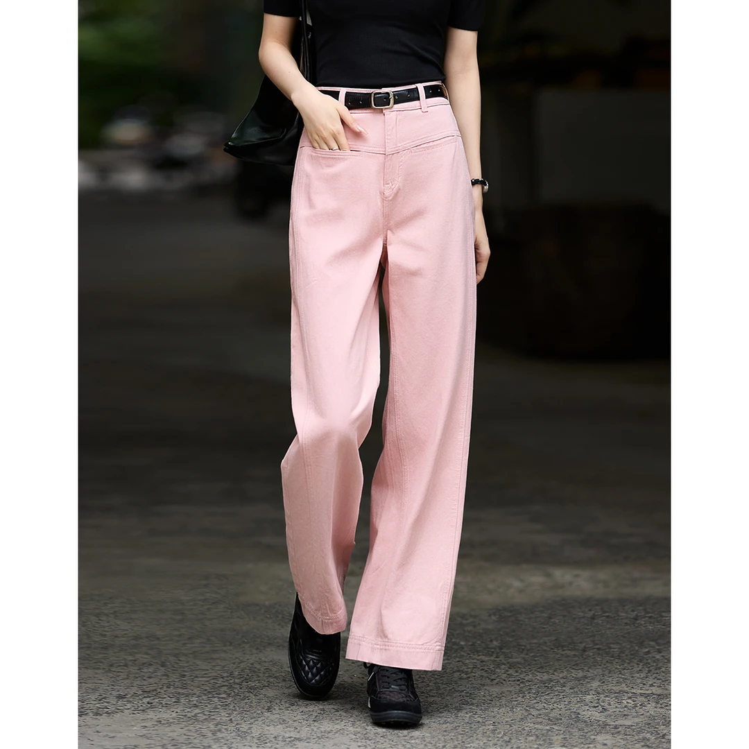 XWI/欣未2025初夏女款复古高腰显瘦百搭直筒牛仔裤休闲百搭牛仔裤