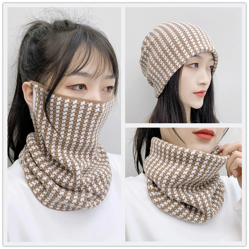 围脖女冬季百搭针织百变挂耳面罩骑车防风保暖护颈脖套加厚秋冬天
