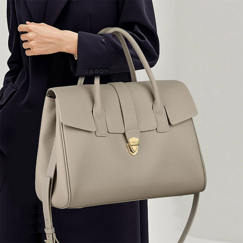 手提公文包高级感轻奢头层牛皮托特包大包包2025新款通勤斜挎包