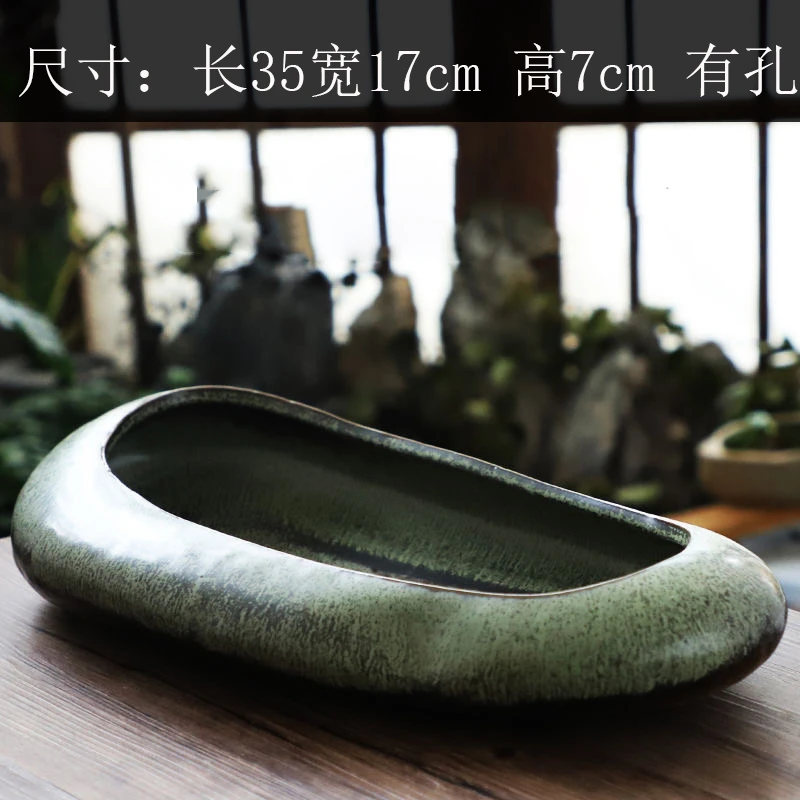 特大口径造景拼盆创意个性陶瓷粗陶多肉花盆家用植物开孔室外有孔