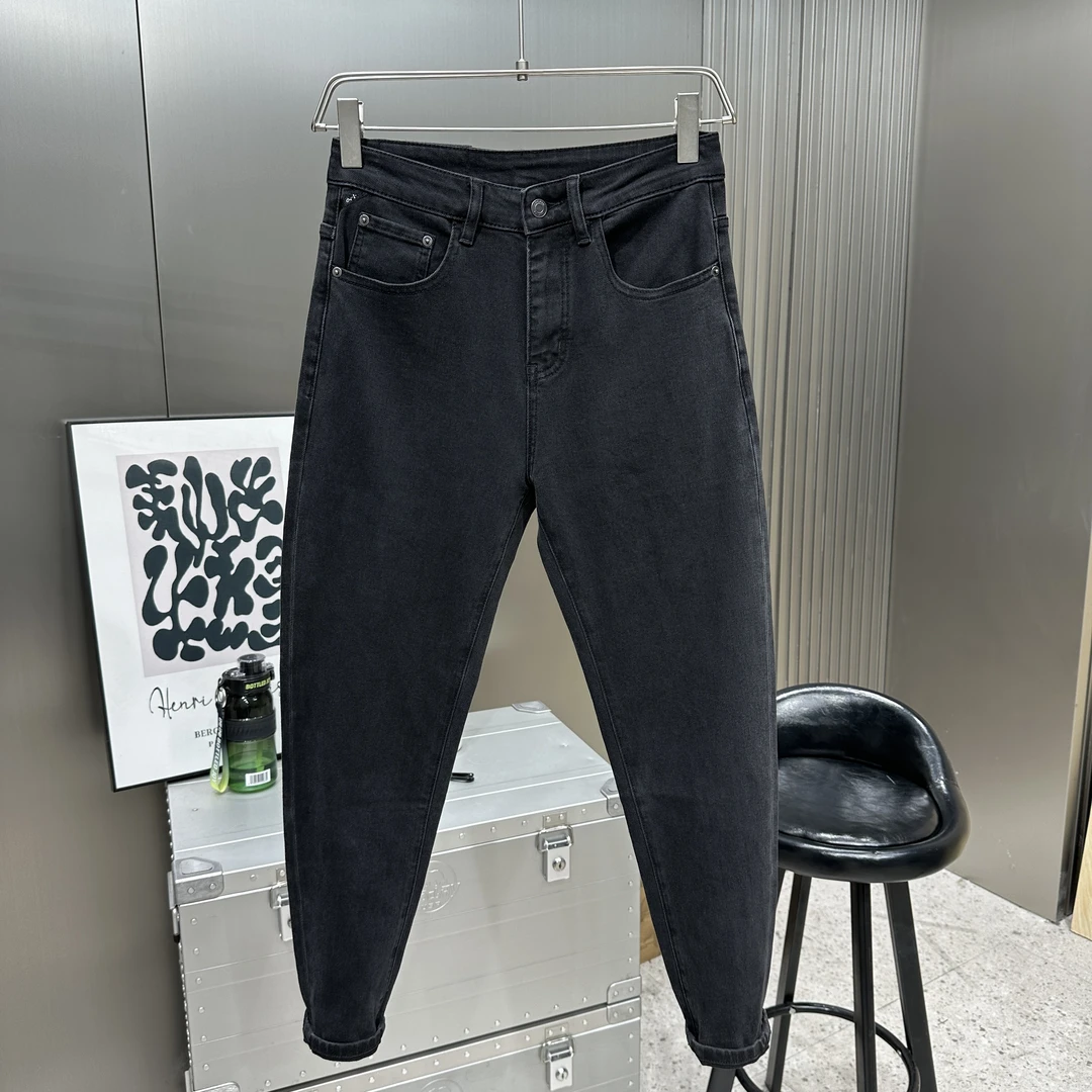 高端货水洗黑色牛仔裤男  男士时尚修身弹力微锥百搭牛仔裤裤子