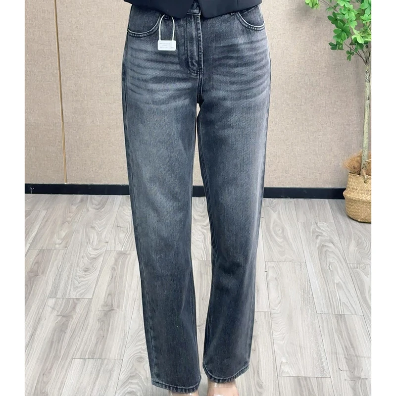 2024秋冬新款百搭直筒牛仔裤女