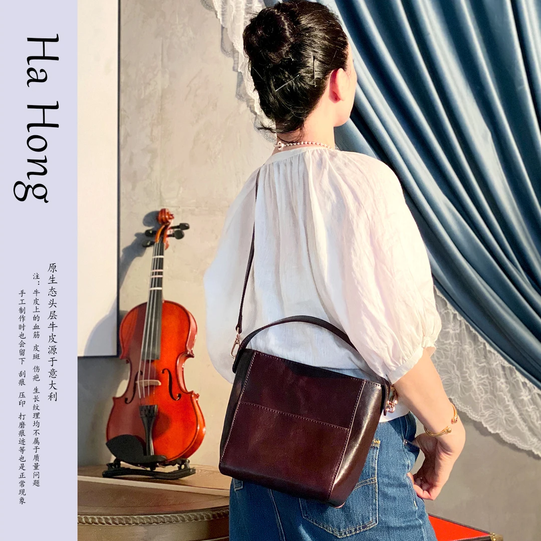 梧桐山上秋冬新款包潮流小众设计复古高级感雅丹单肩斜挎包水桶包
