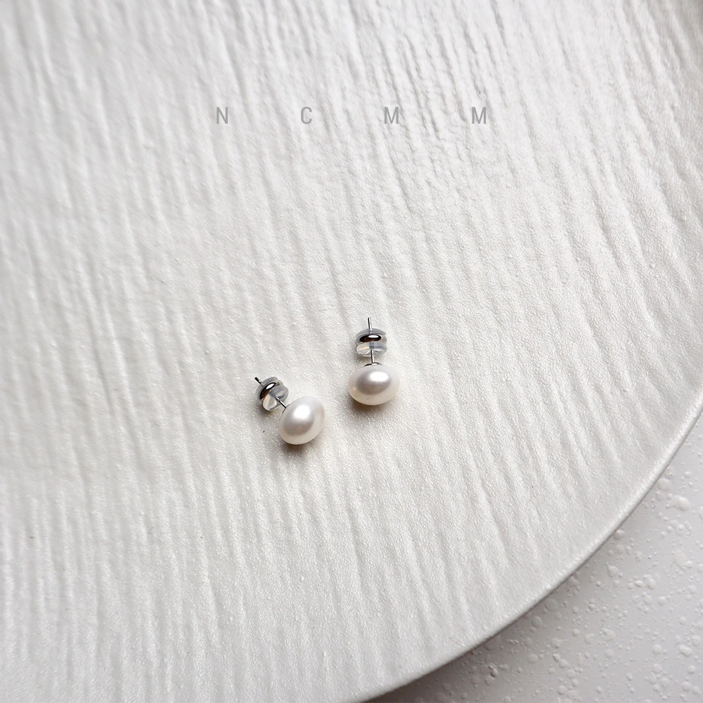 非金属仿珍珠耳饰 NCMM「眼泪」925银  11-12是真的天然珍珠耳钉
