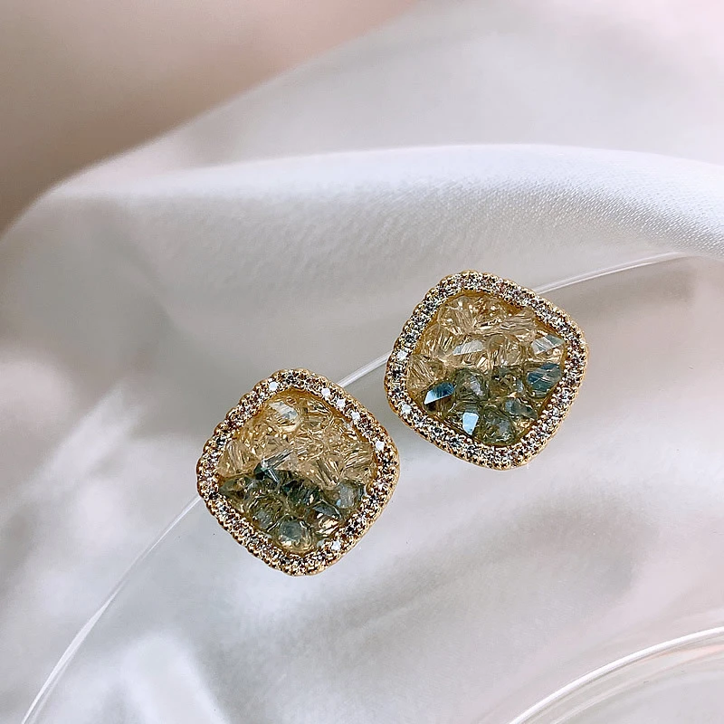 方形几何渐变耳钉女小众设计高级感渐变效果耳环轻奢气质时尚耳饰