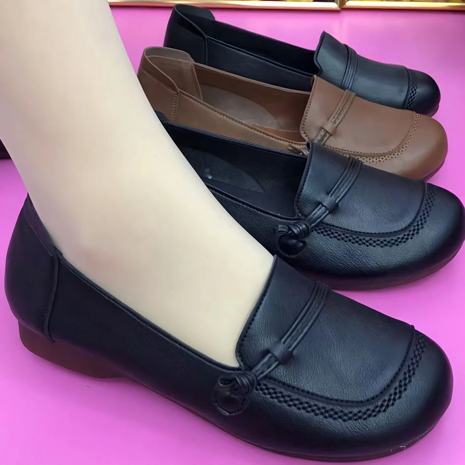 2024爆款软皮软底轻便柔软妈妈鞋中老年女鞋浅口舒适一脚蹬女单鞋