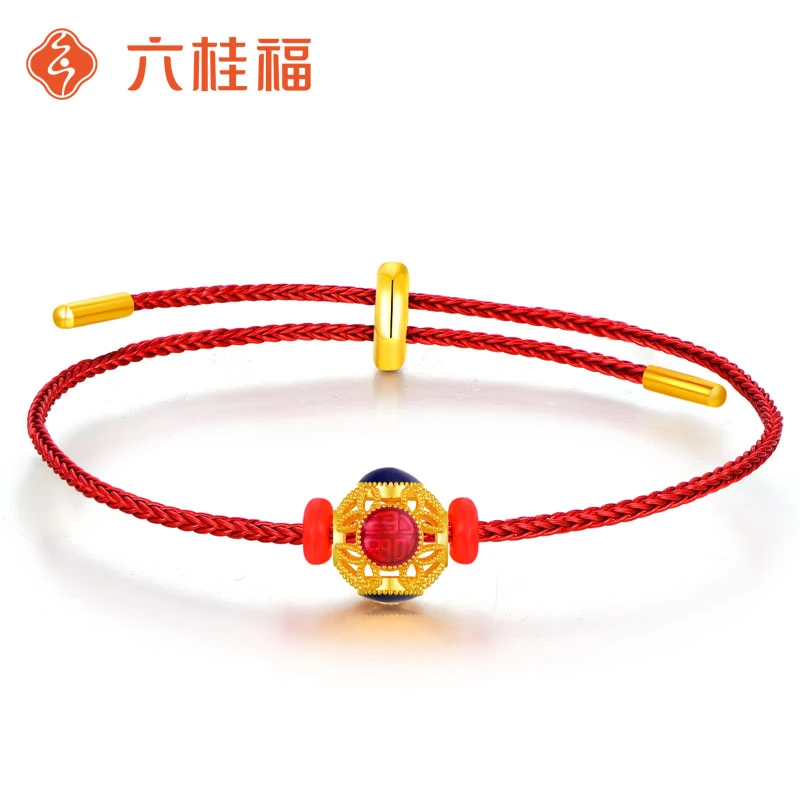 【六桂福】国风花丝洪福足金转运珠手绳