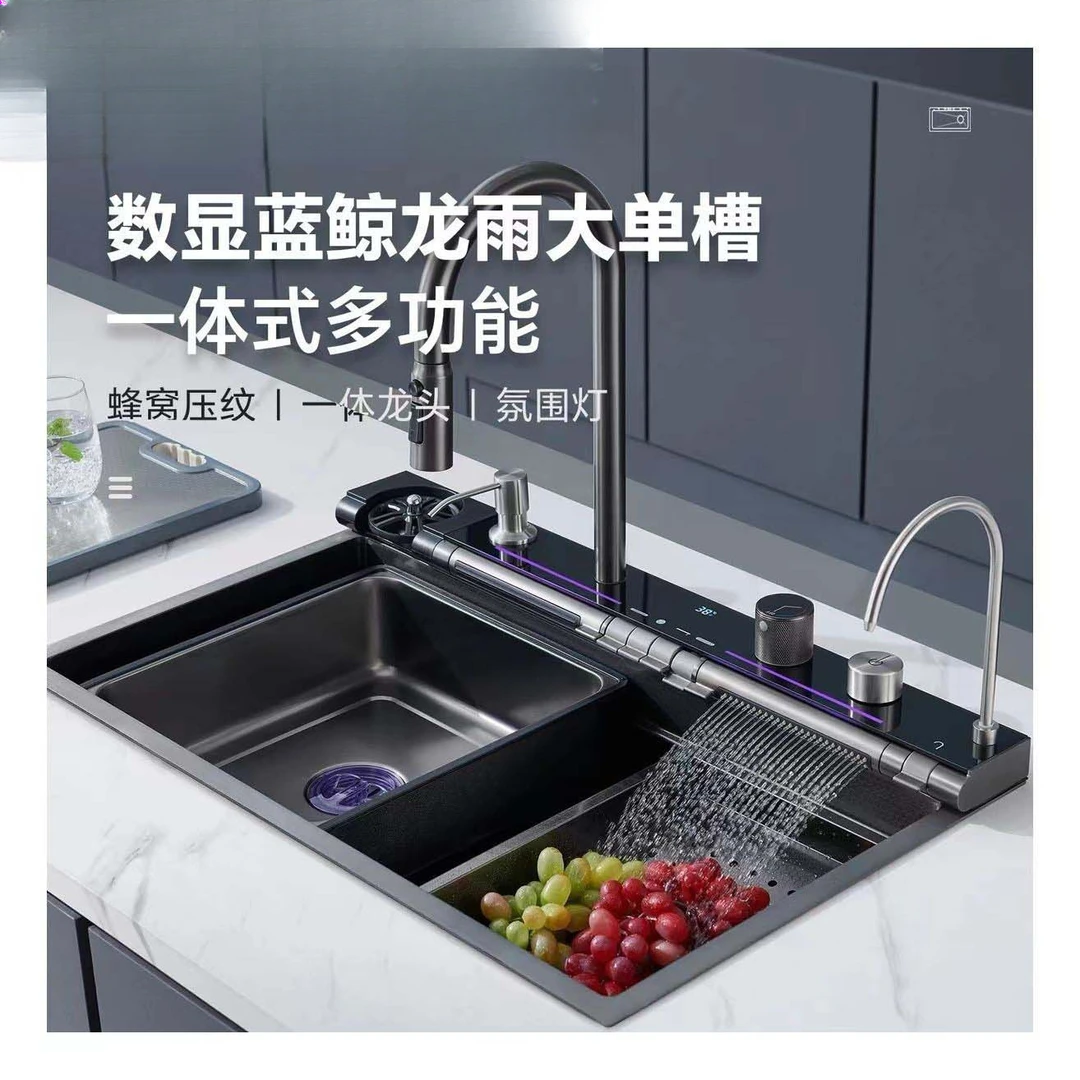 九牧王【升级款】5.0龍鱼数显钢琴键小米粒SUS304不锈钢原色大单槽