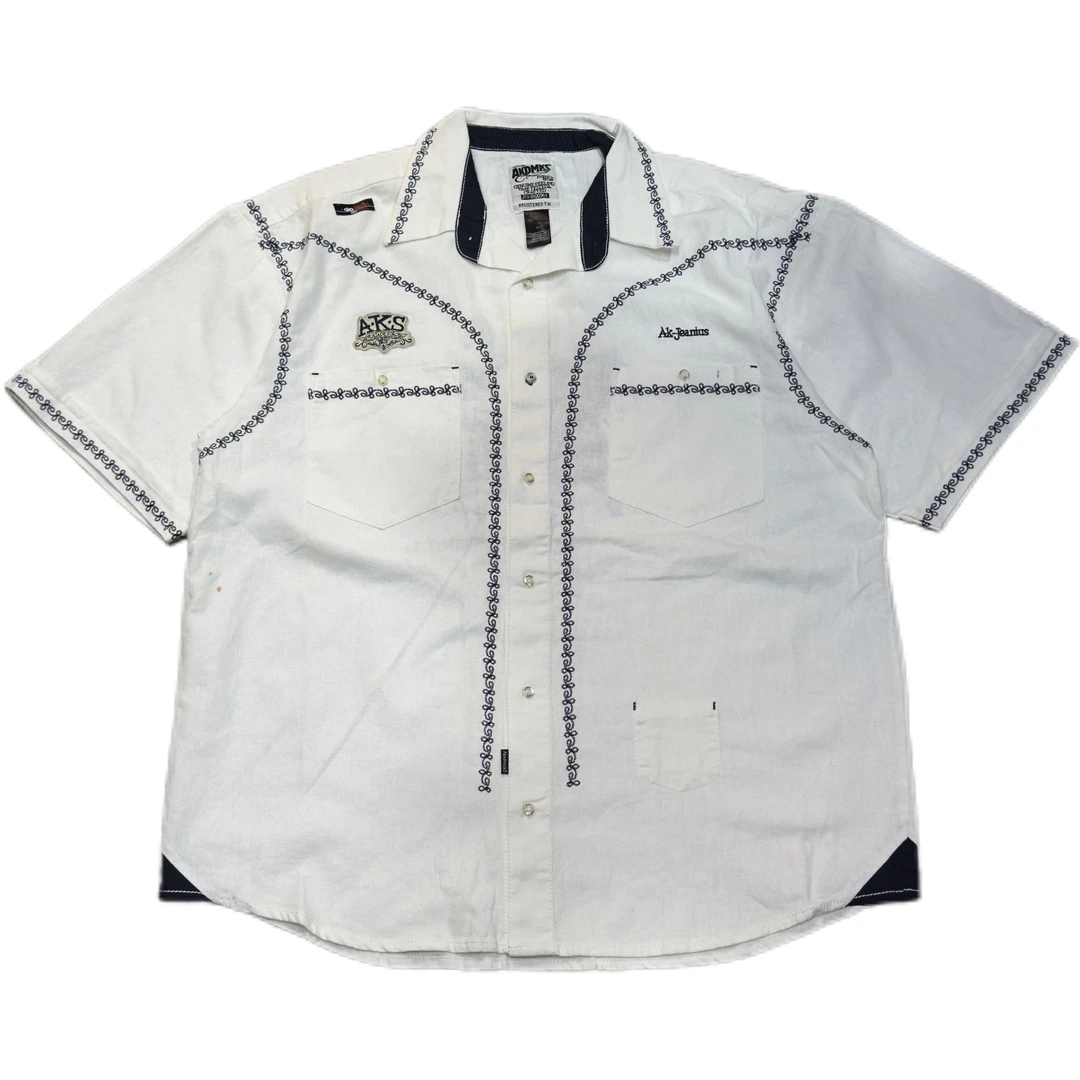 AKademiks古着刺绣￼拼接衬衫90sVintage￼￼街头